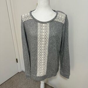 Soft Joie Atlas Sweater Crochet Knit Sz L Gray NWT